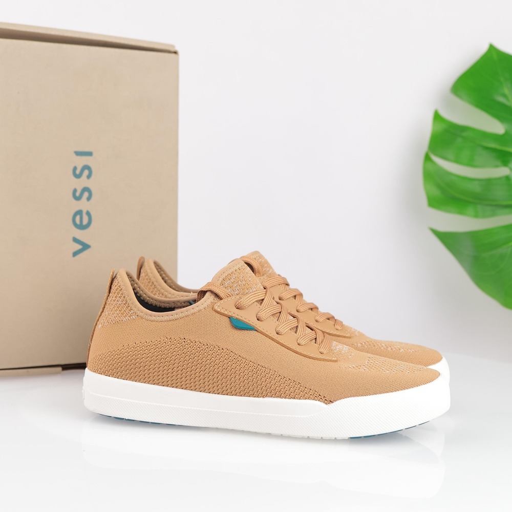 Vessi Womens Weekend Sneakers Size 8 Waterproof Oak Brown Lace Up Comfort Shoes